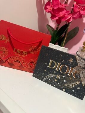 Dior Lipstick set with red gift bag and Gold Accents